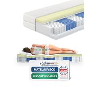 AM Qualitätsmatratzen - Matelas en Visco Premium 100x200cm Moelleux - 1000 Ressorts - Matelas à Ressorts ensachés 100x200 - Matelas avec revêtement en Visco de 6cm - 24cm Hauteur - qualité Allemande