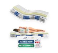 AM Qualitätsmatratzen - Matelas Visco 100x200cm équilibré - Matelas à Ressorts ensachés Visco 100x200 - Matelas avec Mousse Visco intégrée 6cm - 24cm Hauteur - Made in Germany
