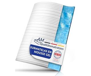 AM Qualitätsmatratzen - Surmatelas 160 x 220 en Mousse Gel - Surmatelas Souple et Adaptable - Housse Amovible et Lavable - sur Matelas memoire de Forme 160x220 6 cm - Haute qualité