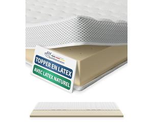 AM Qualitätsmatratzen Surmatelas en latex de qualité supérieure 80 x 200 cm RG65 - Fabriqué en Allemagne - Surmatelas en latex naturel respirant 80 x 200 cm - Surmatelas 80 x 200 cm avec housse en