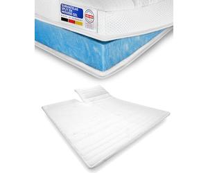 AM Qualitätsmatratzen - Surmatelas memoire de Forme 180 x 220 pour 2 Personnes - Surmatelas Epais en Mousse de Gel - Moelleux et Adaptable - Surmatelas avec Fente 180x220 cm - Ideal pour lit Double