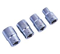 Am-Tech Lot de 4 douilles 1/2" Finition satinée 10/13/17/19 mm