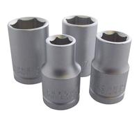 Am-Tech Lot de 4 douilles 1/2`` Finition satinée 10/13/17/19 mm