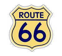 AMA SHOP Autocollant découpé Route 66 couleur jaune vintage rue 66 | Autocollants pour voiture | Sticker pour casque, moto, camping-car, autocollant en PVC avec bord blanc pour sticker mural, mur