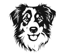 AMA SHOP Autocollant préréglé chien race berger australien|Couleur noire|Convient pour casque de voiture moto|Decalcomanie|CM.19
