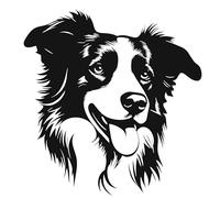 AMA SHOP Autocollant préréglé chien race Border Collie mod.3|Couleur noire|Convient pour casque de voiture moto|Decalcomanie|CM.23
