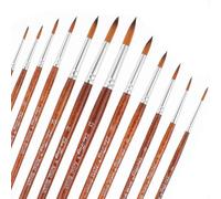 Amabro 12 pcs ensemble de pinceaux en nylon, ensemble de pinceaux acryliques, pinceau de peinture acrylique d'artiste, ensemble de pinceaux aquarelle pour aquarelle, acrylique, peinture à l'huile