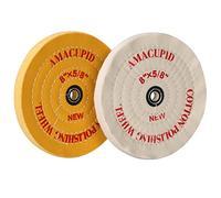 Amacupid Jeu de disques de polissage en coton 20cm. Pour meuleuses polisseuses d'établi. Polissage de bijoux, verre, outils, etc. Trou de broche de 1,6 cm