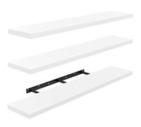 AMADA HOMEFURNISHING 90cm Étagère Flottante, Étagère Murale pour Salle de Bain/Salon/Chambre à Coucher/Cuisine, Étagère Flottante Blanche avec Supports Invisibles, Lot de 3 - AMFS45W