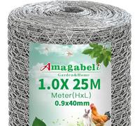Amagabeli 1M x 25M Grillage à Poule 40mm Galvanisé Maille Hexagonal Cloture poulailler Jardin Voliere Metallique Jardin Grillage Triple Torsion Élevage Volaille Filet résistant aux Intempéries