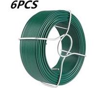 Amagabeli 6 x 50M Fil de Fer Acier Plastifie Diamètre 0.95mm Rouleau de Fil Métallique Enduit de PVC Fil d'attache de Jardin en Plastique Vert pour Les Plantes et Le Jardin Jardinage WR8 G