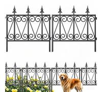 Amagabeli Clôture de Jardin en Métal 60cm(H) x 60cm(L) (5 Panneaux, Longueur Totale 3m) Creusage Barrière pour Animaux Clôture Métallique Décorative pour Chien Cour Terrasse Extérieur Noir
