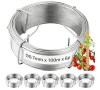 Amagabeli Fil de Fer Galvanisé Ø0.7mm x 100m (Lot de 6 Rouleaux) - Fil Métallique pour Liaison, Tuteurage des Plantes, Treillis et Clôtures, Résistant à la Corrosion