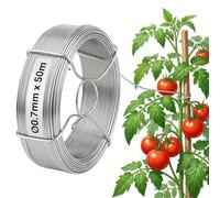 Amagabeli Fil de Fer Galvanisé Ø0.7mm x 50m - Fil Métallique Antirouille pour Tuteurage Tomates, Liaison de Vignes & Clôtures de Jardin - Résistant et Facile à Utiliser