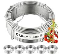 Amagabeli Fil de Fer Galvanisé Ø1.8mm x 50m (Lot de 6) - Fil de Tension Renforcé pour Clôtures & Serres - Fil Métallique Antirouille pour Tuteurs Lourds