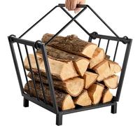 Amagabeli Firewood Racks Fireplace Log Holder 14.2 x 12.6 x 12.4inch Wood Storage Log Carrier with Handles Steel Indoor Outdoor Fire pit Stove Decorative Holders Accessories