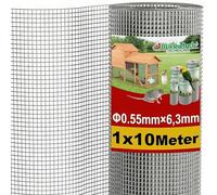 Amagabeli Galvanisé Mailles Carrées Fil Épais 0.55mm Maille 1.0M X 10M, Mailles(6x6mm) Grillage Soudé Pour poulailler, Clôture de Jardin et Volière