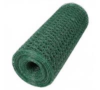 Amagabeli Grillage a Poule en PVC Gaine Vert 0.4x12m Maille 25mm Hexagonal Triple Torsion Clôture Résistant Poulailler Jardin Grillage pour Élevage Volaille, Clôtures résistant aux Intempérie Vert