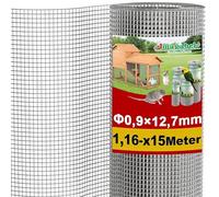 Amagabeli Grillage à Poule Galvanisé 1.2m x 15m - Maille Carrée 12.7mm - Clôture Renforcée pour Poulailler & Volière - Résistant aux Renards/Rongeurs - Jardin & Élevage