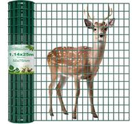 Amagabeli Grillage Cloture 1.14M x 25M - Clôture Métallique en Fil 2.0mm PVC, Mailles 50x75cm Vert RAL6005 - Protection Animaux (Chiens, Lapins), Bordure Pelouse Résidentielle, Installation Facile