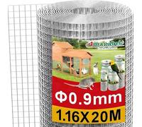 Amagabeli Grillage Métallique Galvanisé Et Soudé par Points, 1,16 M X 20 M, pour Volière, Volière Et Lapin, 12,7 Mm, 0,9Mm, Galvanisé Et Soudé par Points, Grillage Métallique Soudé À Chaud