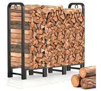 Amagabeli Support à Bois Extérieur 122x107x30 cm - Porte-Bûches Métallique Robustepour Cheminée, Antirouille Acier Noir