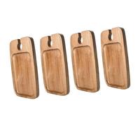 Amagogo 2 Pièces Plateau Apéritif Vin avec Support à Verre Assiette Cocktail En Bois Plateau Snack Charcuterie Assiette Fromage Dessert Matériau Naturel Bois, 4 Pièces