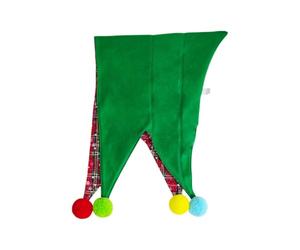 Amagogo Bonnet de Noël Fête Plaid Bourgogne Chapeau Couvre-chef Capuche en Polyester Chaud avec Doublure Verte et Pans Pendants Adapté à Soirées de Noël Clichés Festifs Animations Costumées Intérieur