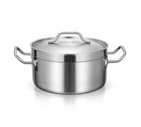 Amagogo Casserole Inox Casserole Marmite Poêlon Récipient en Acier Inoxydable Brossé avec Couvercle Poignée Centrale Corps Cylindrique Compacte Diffusion de, 16 Cm