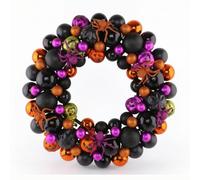 Amagogo Couronne de Porte Festive Couronne Décoration Guirlande Ornement Perles à l'aspect Métallique et Boules Rondes Reflets Mats et Brillants Détails, Grand Modèle