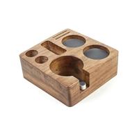 Amagogo de Pressage Espresso Organisateur Bois Support Porte Filtre Tamper Distributeur Rangement Intégré Antidérapant Réglable Adapté à Atelier Café Comptoir Cuisine Maison, 58MM