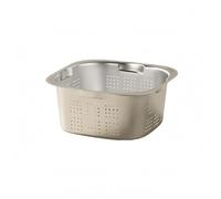 Amagogo Égouttoir de Cuisine Panier Passoire Carrée Résistante en Inox à Fond Plat avec Poignée Convient pour Légumes Fruits Préparation Alimentaire, Carré Profond 20cm
