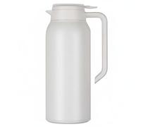 Amagogo en Acier Inoxydable Carafe Isotherme Pichet Bouteille Distributeur Double Paroi Conservation de Température Bouton de Service Pression Adaptée au Bureau Domicile Dortoir, Blanc Cassé, 1.5L