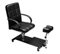 Amagogo Fauteuil de Pédicure Chaise Salon Siège Coiffure Repose Pieds Dossier Inclinable Similicuir Armature Acier Réglage Fluide Nettoyage Hygiénique Adapté
