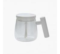 Amagogo Mug Mélangeur Automatique Tasse Électrique Gobelet Auto-agitant Verre Borosilicate Thermique avec Poignée de Rangement Convient au Bureau Maison Salle de Sport, Batterie Blanche