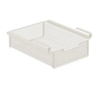 Amagogo Organisateur pour Lingerie avec Panier Coulissant, Support Suspendu sous Étagère en Métal, Système Tiroir Amovible, pour Chaussettes, sous-Vêtements ou Accessoires Ménagers, Blanc, S