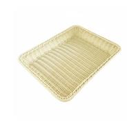 Amagogo Panier à Tressé Panier Plateau Corbeille Rangement Tressage Rectangulaire Élégant et Robuste Adapté aux Buffets d'Entreprise Tables de Réception, Beige, 45x35x8cm