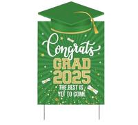 Amagogo Panneau de Pelouse 2025 Graduation Yard Sign Panneau Jardin Affiche Extérieure Pancarte Célébration Matériau PP et Métal Installation en Secondes, Panneau De Jardin De Graduation 2025 Noir