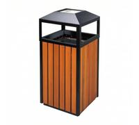 Amagogo Poubelle Extérieure Carrée Poubelle Déchets Conteneur Ordure Corbeille avec Structure Acier 10 Mm et Lames Bois Couvercle Conique Guide Les Déchets