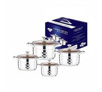 Amagogo Set de de Cuisine en Acier Inoxydable Casseroles Marmites Poêles Fond Solide Diffusion Stable Entretien Facile Compatibles Induction Poignées Doubles, Moderne, Poignées En Acier Inoxydable