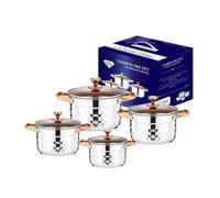 Amagogo Set de de Cuisine en Acier Inoxydable Casseroles Marmites Poêles Fond Solide Diffusion Stable Entretien Facile Compatibles Induction Poignées Doubles, Moderne, Poignées En Or Rose