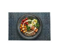 Amalfi Basketweave Baltic Blue Vinyl Woven Placemat - 16" x 12" - 6 Count Box
