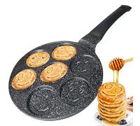 Amalindo Poêle à Pancake et Crêpes - Diamètre 26 cm - 7 Trous - Revêtement Antiadhésif - Compatible Induction - Pour Œufs au Plat