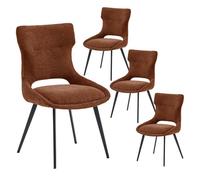 AMANDA - Lot de 4 Chaises Tissu Coloris Terracotta