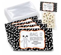 AmandaCreation Lot de 20 décorations de sacs à friandises sur le thème du squelette pour Halloween