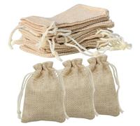 AMANDELIZABE Lot de 110 sacs en toile de jute avec cordon de serrage, 9 x 7 cm, petits sacs cadeaux, sacs en lin, petits sacs en toile de jute naturel, pour bijoux, loisirs créatifs