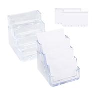 AMANDELIZABE Lot De 2 Porte-Cartes De Visite en Acrylique Transparent avec 4 Compartiments Pour Cartes De Visite, avec 2 Pochettes Transparentes Pour Feuilles Volantes A-6