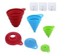 AMANDELIZABE Lot de 3 entonnoirs en silicone - Entonnoir portable pliable pour transfert de liquide dans la cuisine (petit/moyen/grand) avec 3 crochets