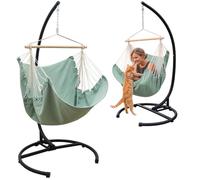 AMANKA Fauteuil suspendu avec armature - 210 cm - Avec support et fauteuil de relaxation XL - Balançoire de jardin pour adultes - Fauteuil de jardin, de balcon, à bascule