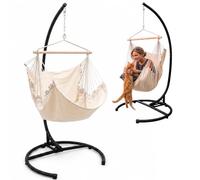 AMANKA Fauteuil suspendu avec armature - 210 cm - Avec support et fauteuil de relaxation XL - Balançoire de jardin pour adultes - Fauteuil de jardin, de balcon, à bascule